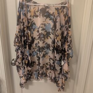 Motherhood Floral Kimono with Blue and Cream Accents